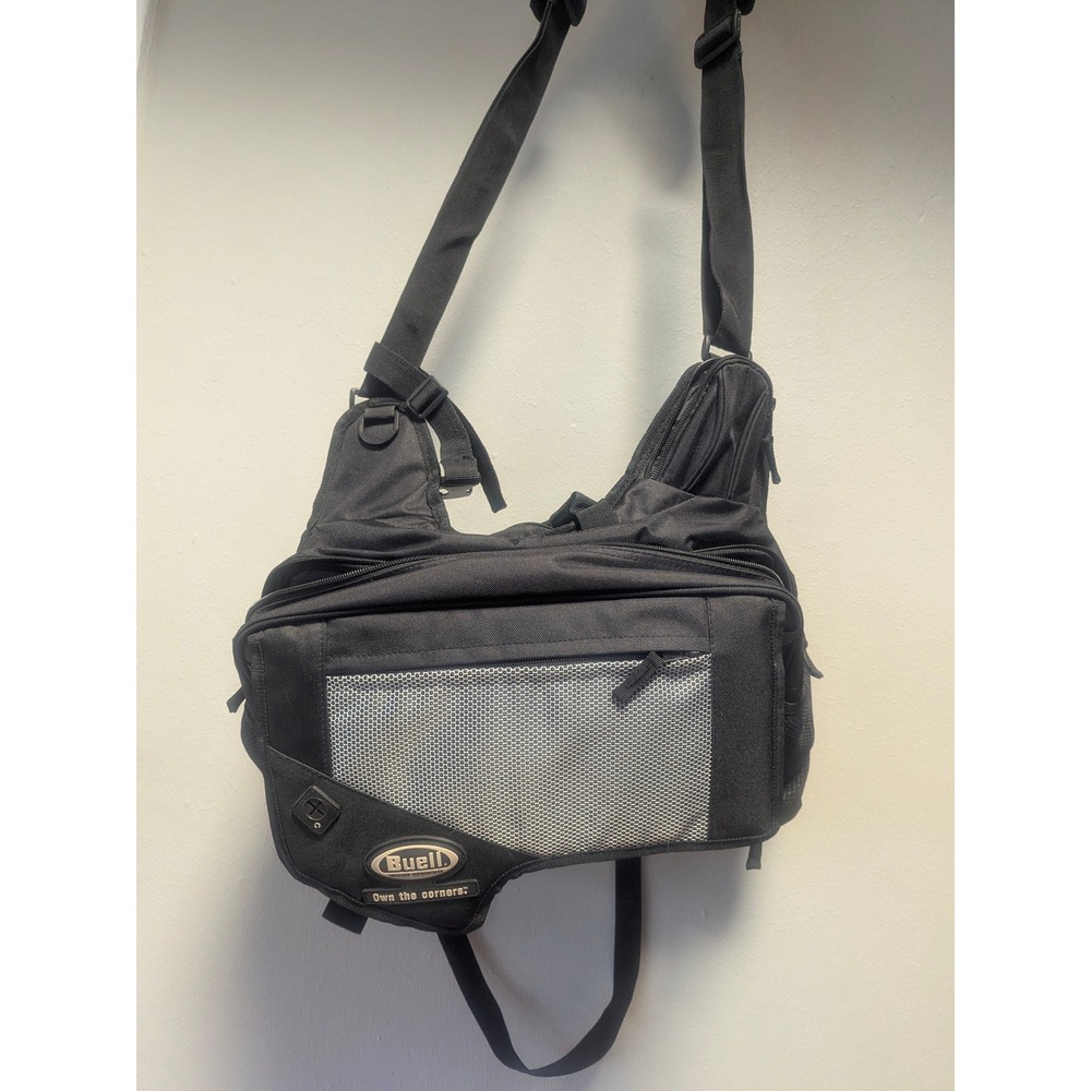 Buell Motorcycle Messenger Bag Mens OS‎ Black Tactical Crossbody Shoulder Bag